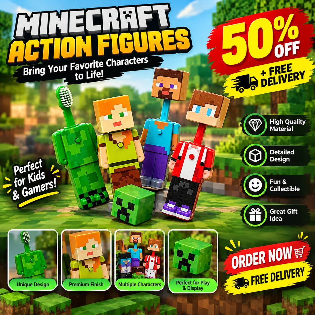 MineCraft Character, Kids Toothbrush Set of 2